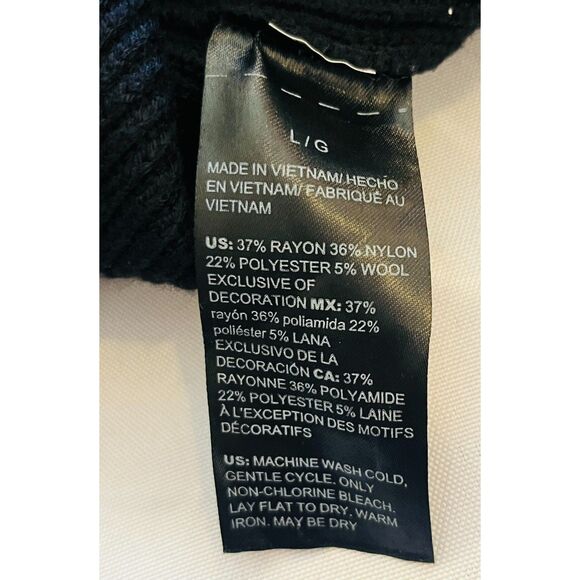 White House Black Market Black White Tunic Sweater Shirt Large V Neck Layered - Picture 11 of 11